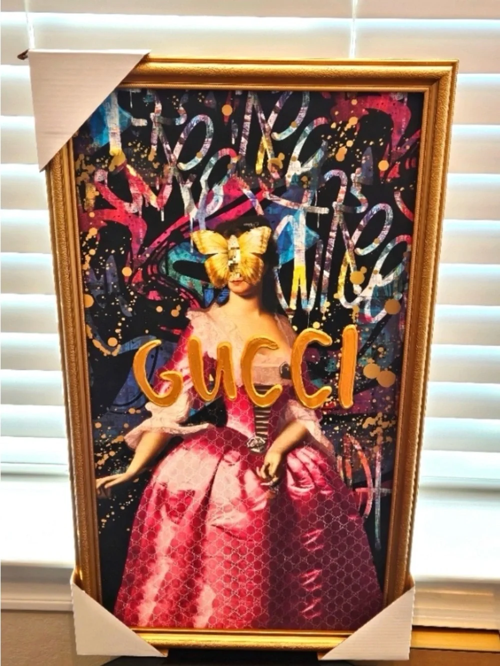 GUCCI Pink & Gold Baroque Wall Art Print